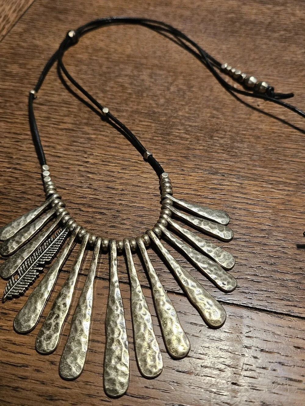 Lucky Brand Goldtone, hammered brass statement necklace 35